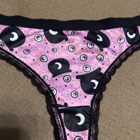 Morvia 3pk lace trim Skater goth Emo Bikini panties Large plus size skulls Pink - Picture 11 of 12